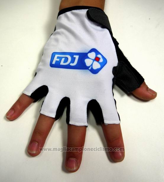 2015 FDJ Guanti Corti Ciclismo Bianco